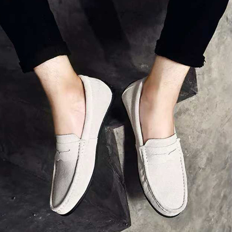 Men's faux suede classic slip-on penny loafers - Fashionshoeshouse