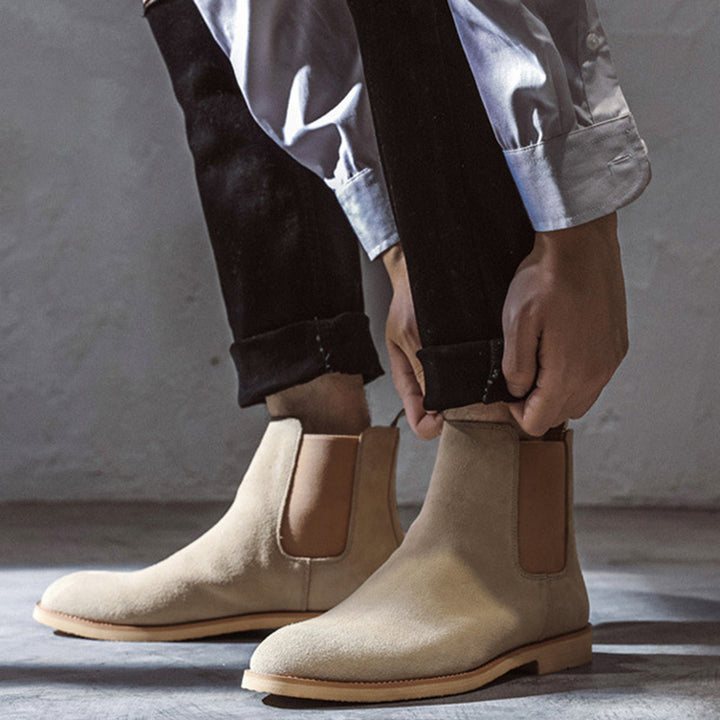 Men's faux suede slip on chelsea boots