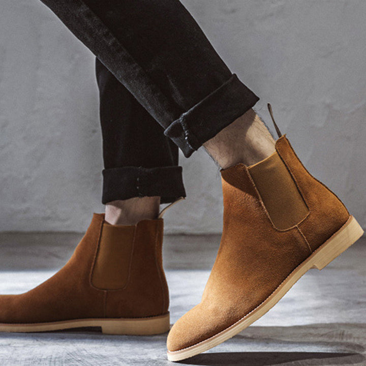 Men's faux suede slip on chelsea boots