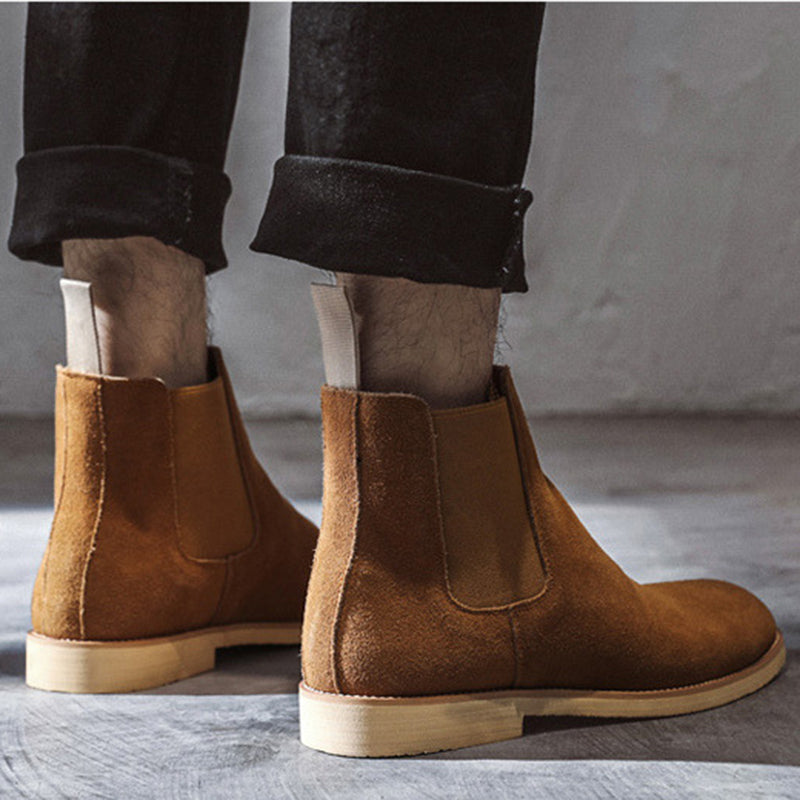 Men's faux suede slip on chelsea boots