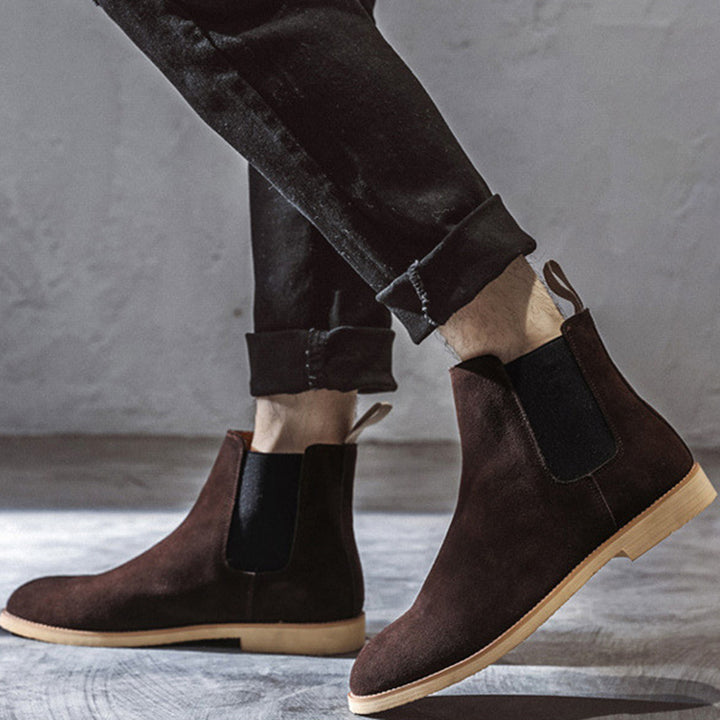 Men's faux suede slip on chelsea boots