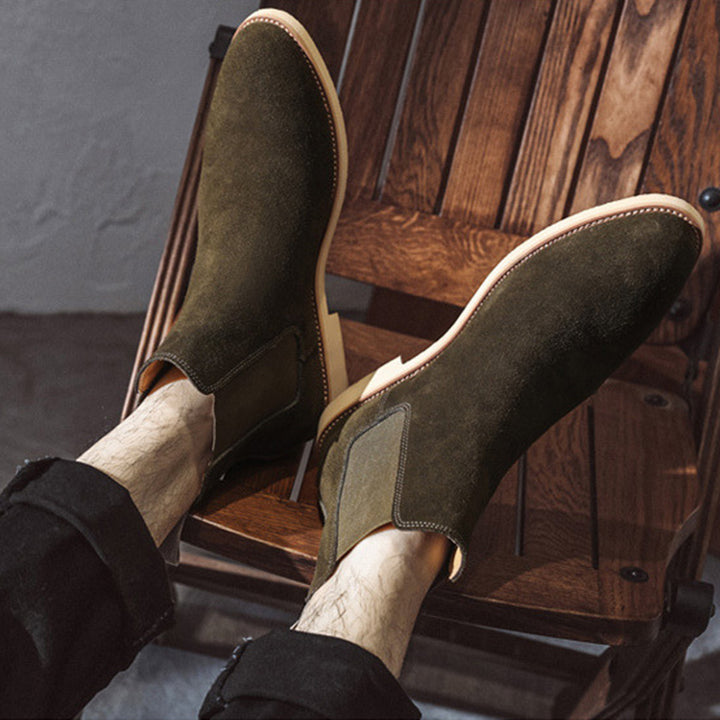 Men's faux suede slip on chelsea boots