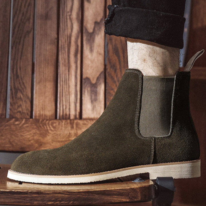 Men's faux suede slip on chelsea boots