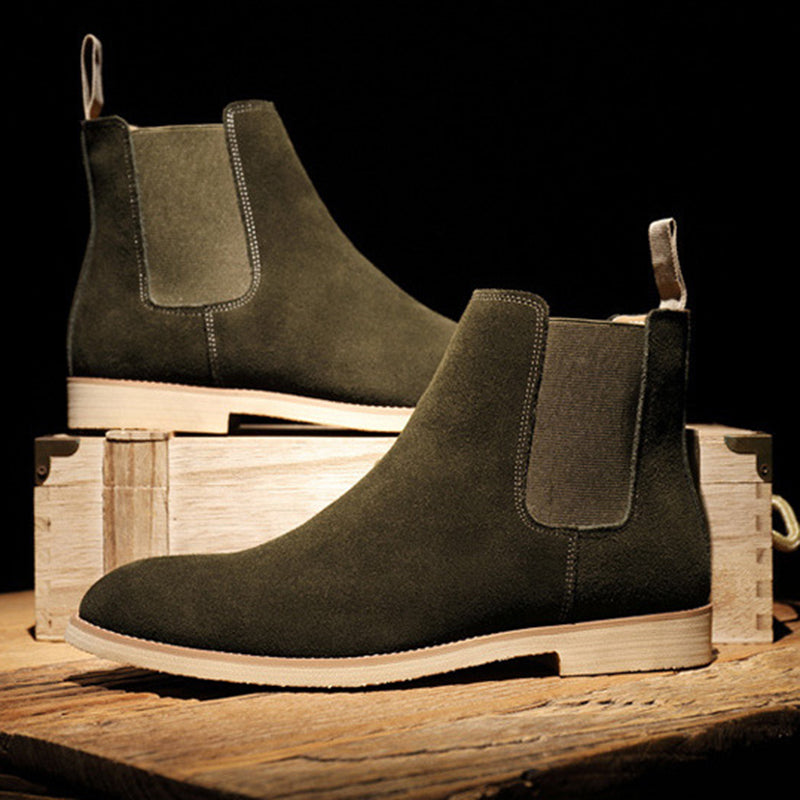 Men's faux suede slip on chelsea boots