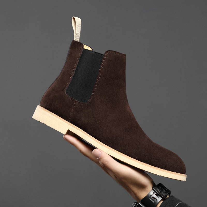 Men's faux suede slip on chelsea boots