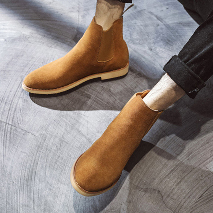 Men's faux suede slip on chelsea boots