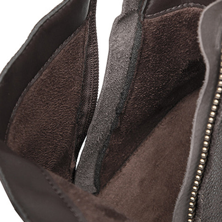 brown Men's geniune leather retro patchwork zipper boots