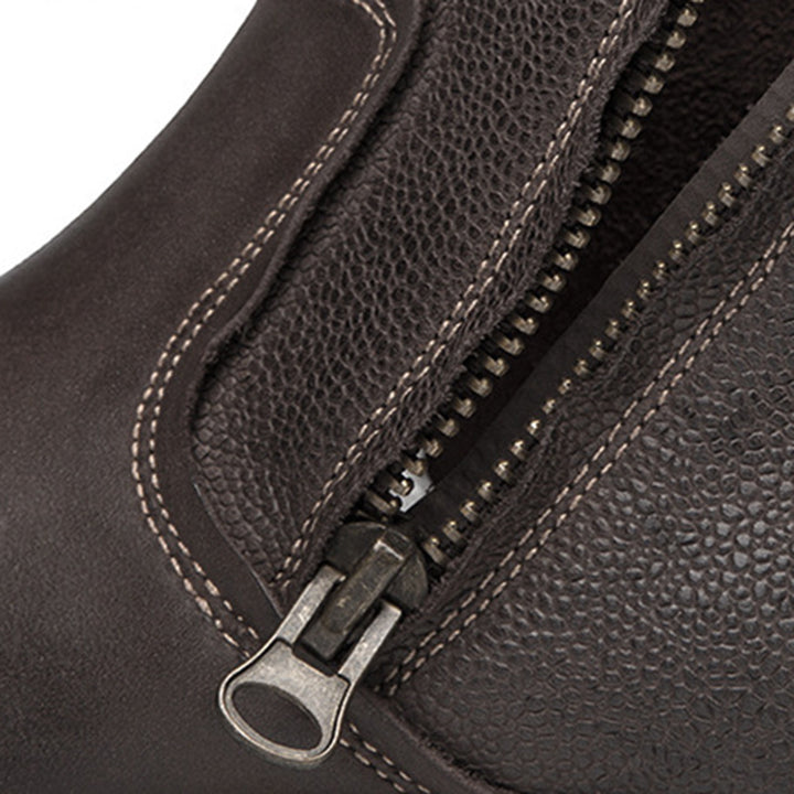 brown Men's geniune leather retro patchwork zipper boots
