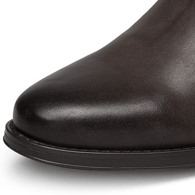 brown Men's geniune leather retro patchwork zipper boots