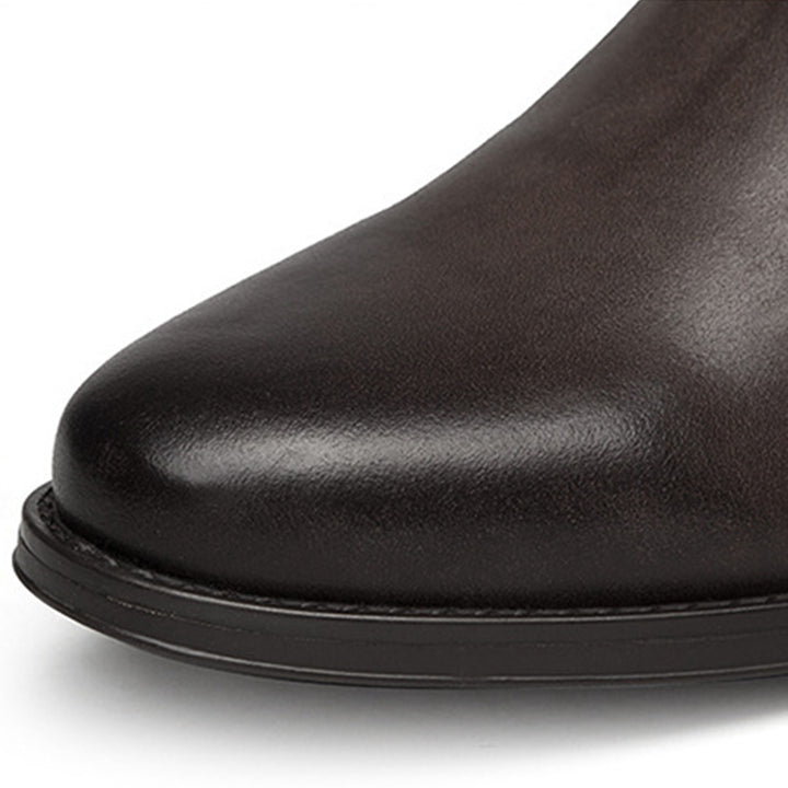 brown Men's geniune leather retro patchwork zipper boots