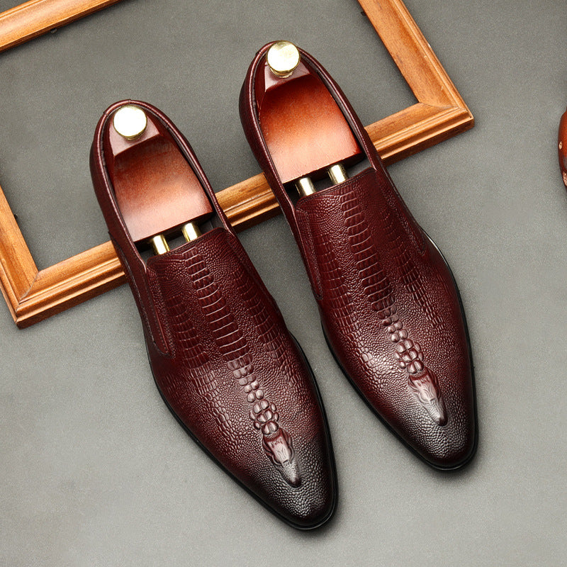 Men's genuine leather crocodile patterned loafers