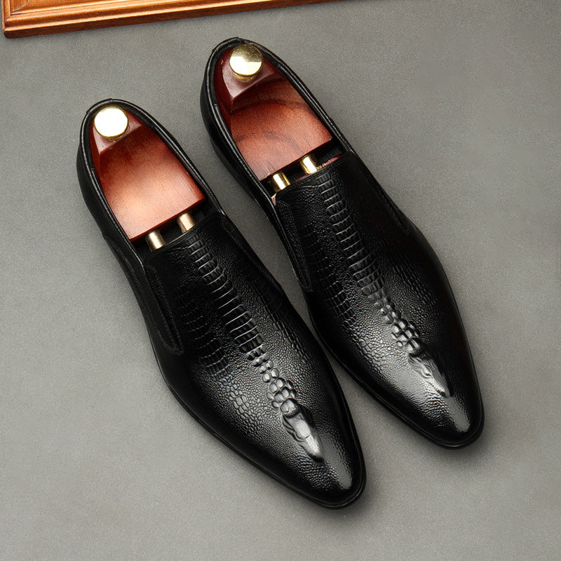 Men's genuine leather crocodile patterned loafers