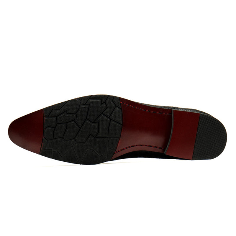 black Men's genuine leather crocodile patterned loafers