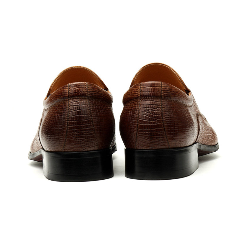 burgundy Men's genuine leather crocodile patterned loafers