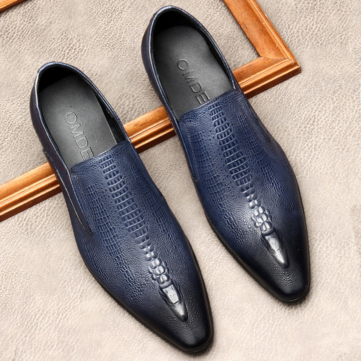 Men's genuine leather crocodile patterned loafers