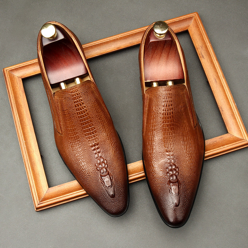 Men's genuine leather crocodile patterned loafers