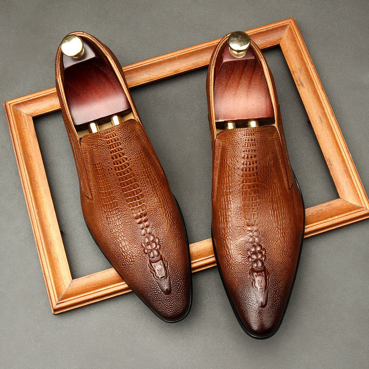 Men's genuine leather crocodile patterned loafers