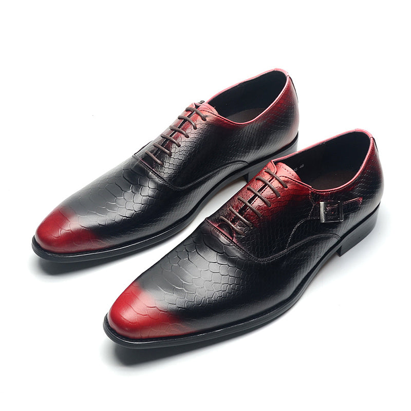 Men's handmade alligator embossed leather oxfords shoes