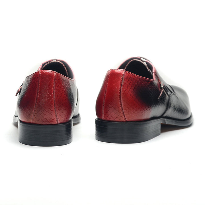 red Men's handmade alligator embossed leather oxfords shoes