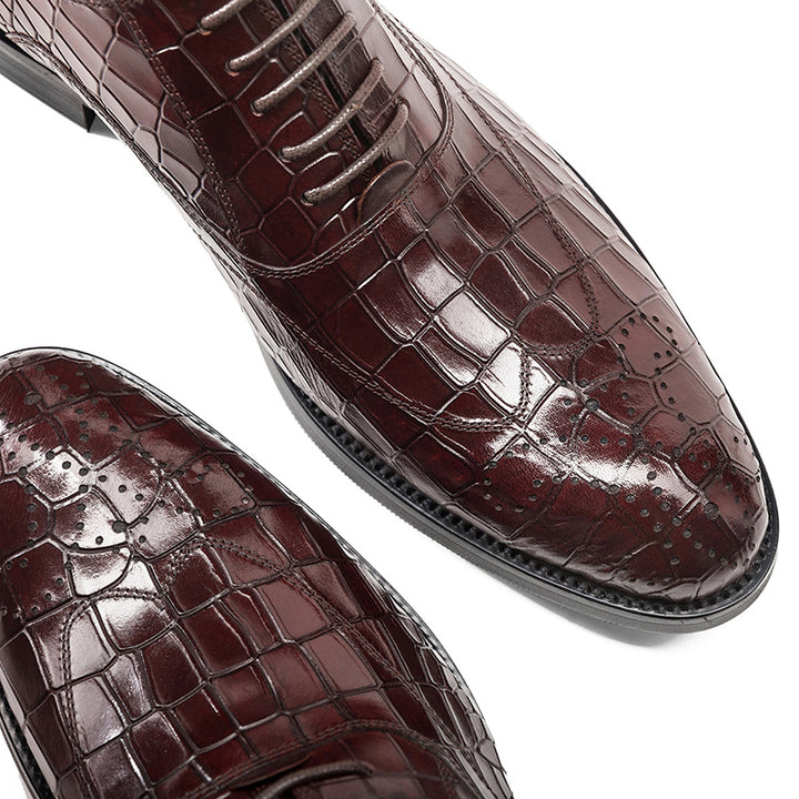 burgundy men's leather oxford brogues formal dress shoes