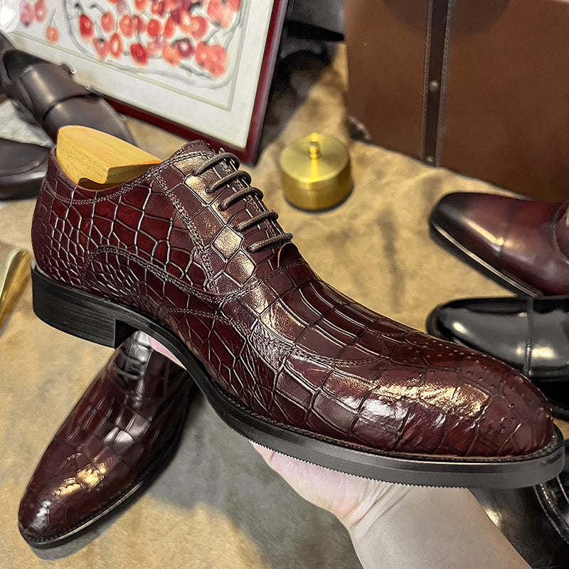 burgundy men's leather oxford brogues formal dress shoes