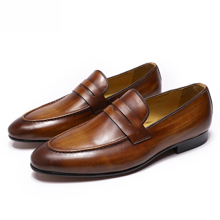 Men's Leather Penny Loafers – Formal Business Slip-On Dress Shoes