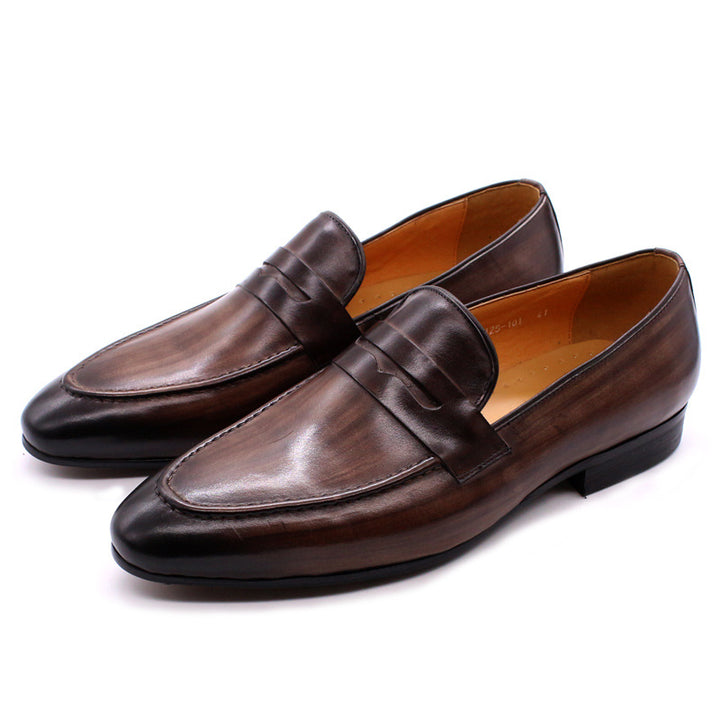 Men's Leather Penny Loafers – Formal Business Slip-On Dress Shoes