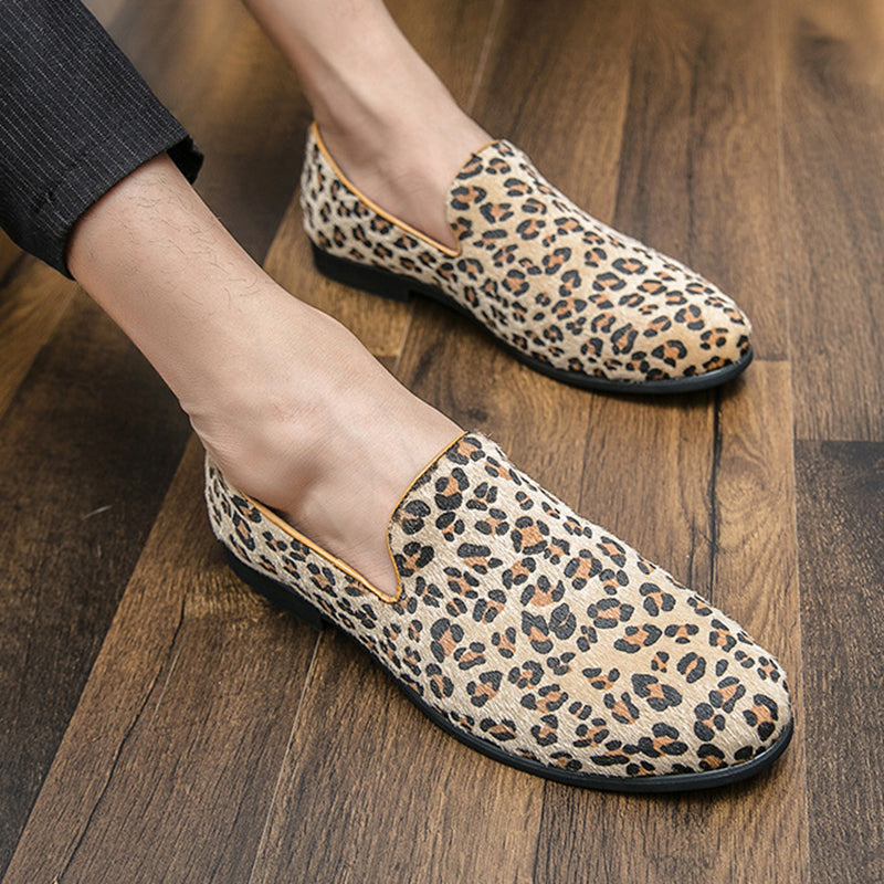 leopard Men's leopard pattern slip-on loafers