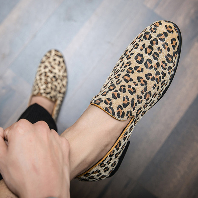 leopard Men's leopard pattern slip-on loafers