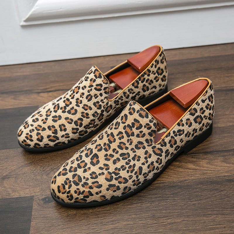 leopard Men's leopard pattern slip-on loafers