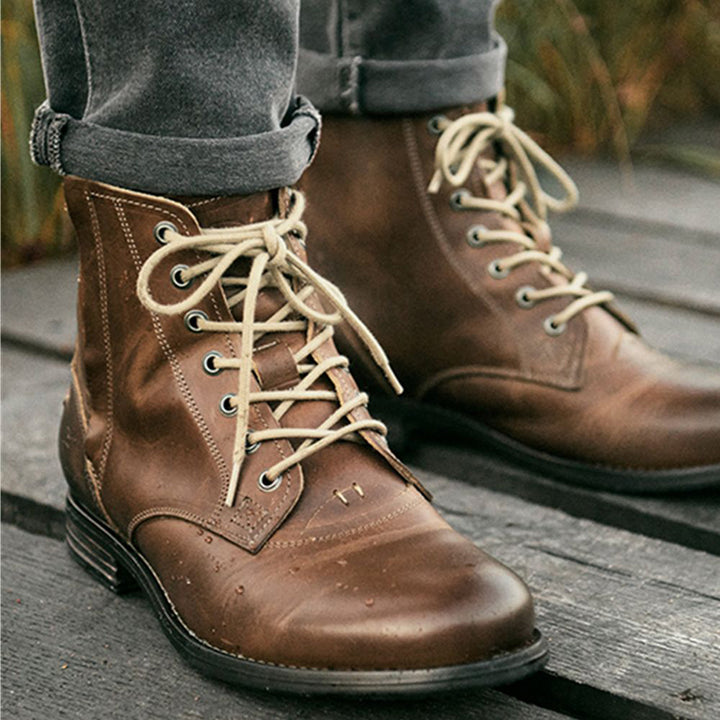 Men's retro-made combat boots with zipper