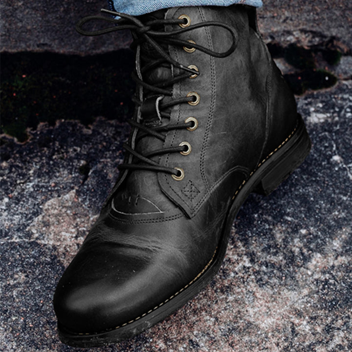 Men's retro-made combat boots with zipper