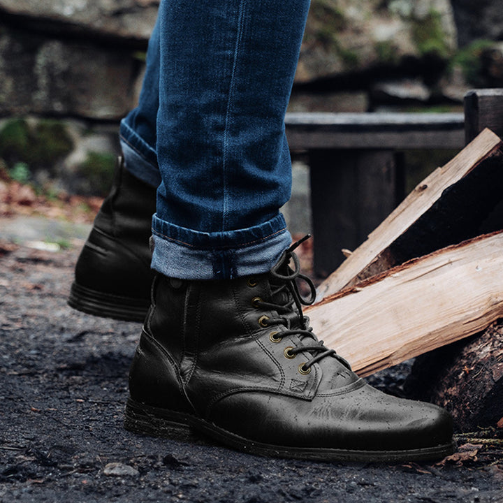 Men's retro-made combat boots with zipper