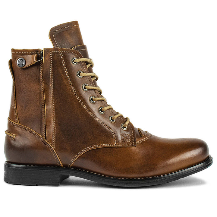 Men's retro-made combat boots with zipper