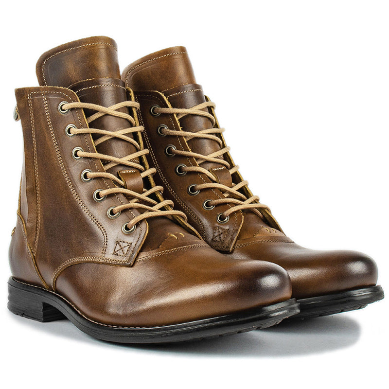 Men's retro-made combat boots with zipper