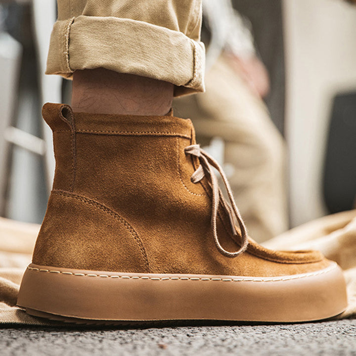 Men's retro brown lace-up boots