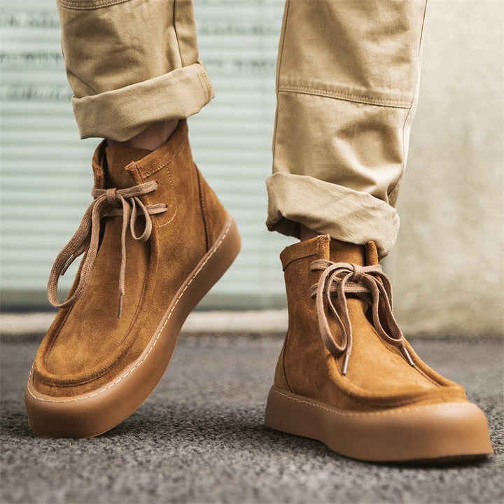 Men's retro brown lace-up boots