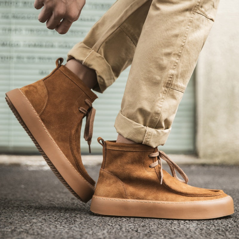 Men's retro brown lace-up boots