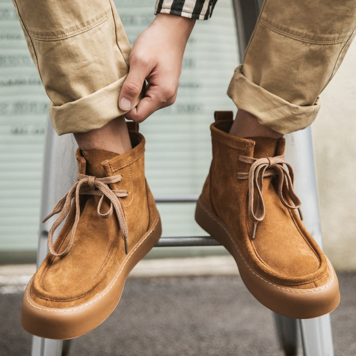 Men's retro brown lace-up boots