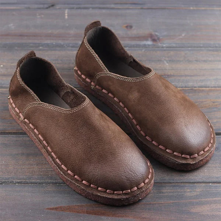 Men's retro slip on loafers with wide round toe