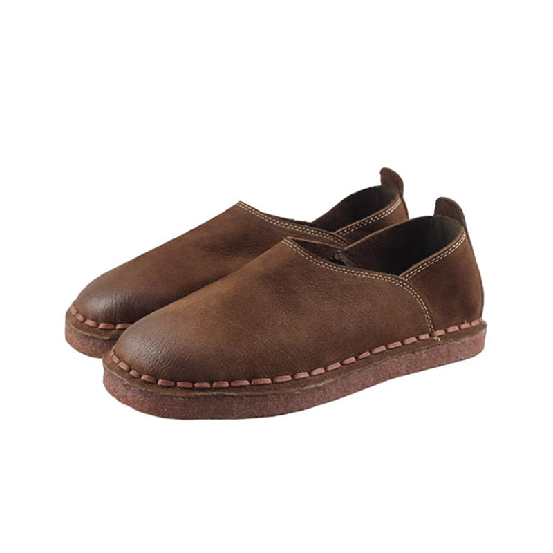 Men's retro slip on loafers with wide round toe