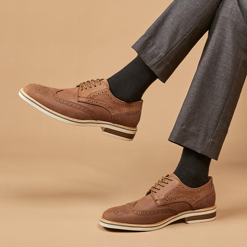 brown Men's retro wingtip brogues oxfords shoes