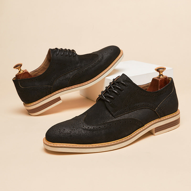 black brown Men's retro wingtip brogues oxfords shoes