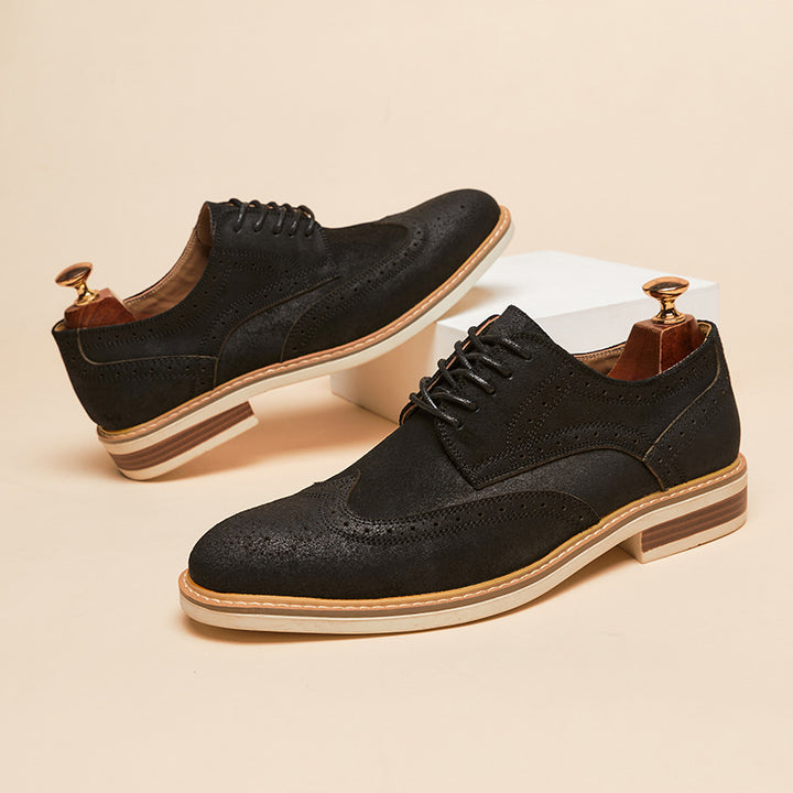 black brown Men's retro wingtip brogues oxfords shoes
