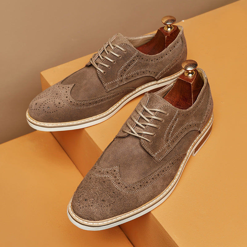 gray brown Men's retro wingtip brogues oxfords shoes