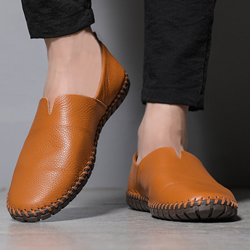 Men's soft leather slip-on loafer shoes