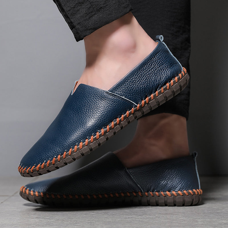 Men's soft leather slip-on loafer shoes