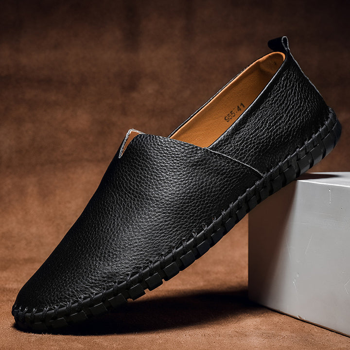 Men's soft leather slip-on loafer shoes