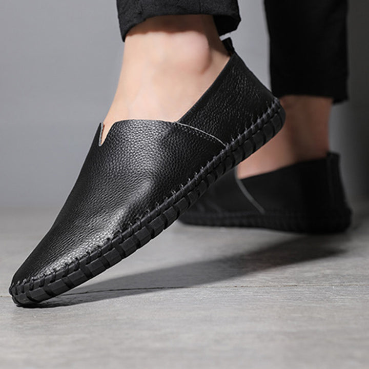 Men's soft leather slip-on loafer shoes