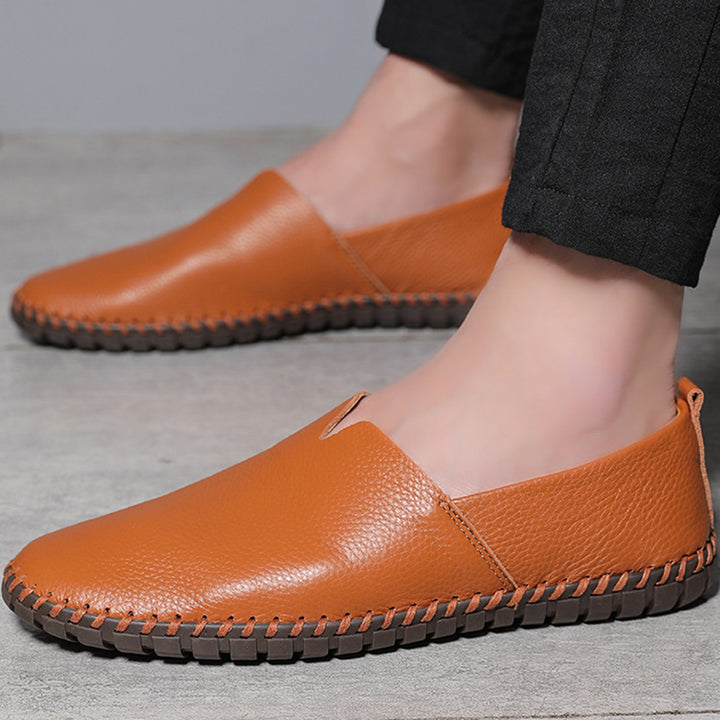 Men's soft leather slip-on loafer shoes